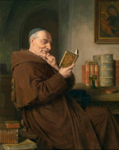 Reading Monk with Wine Glass by Eduard von Grutzner